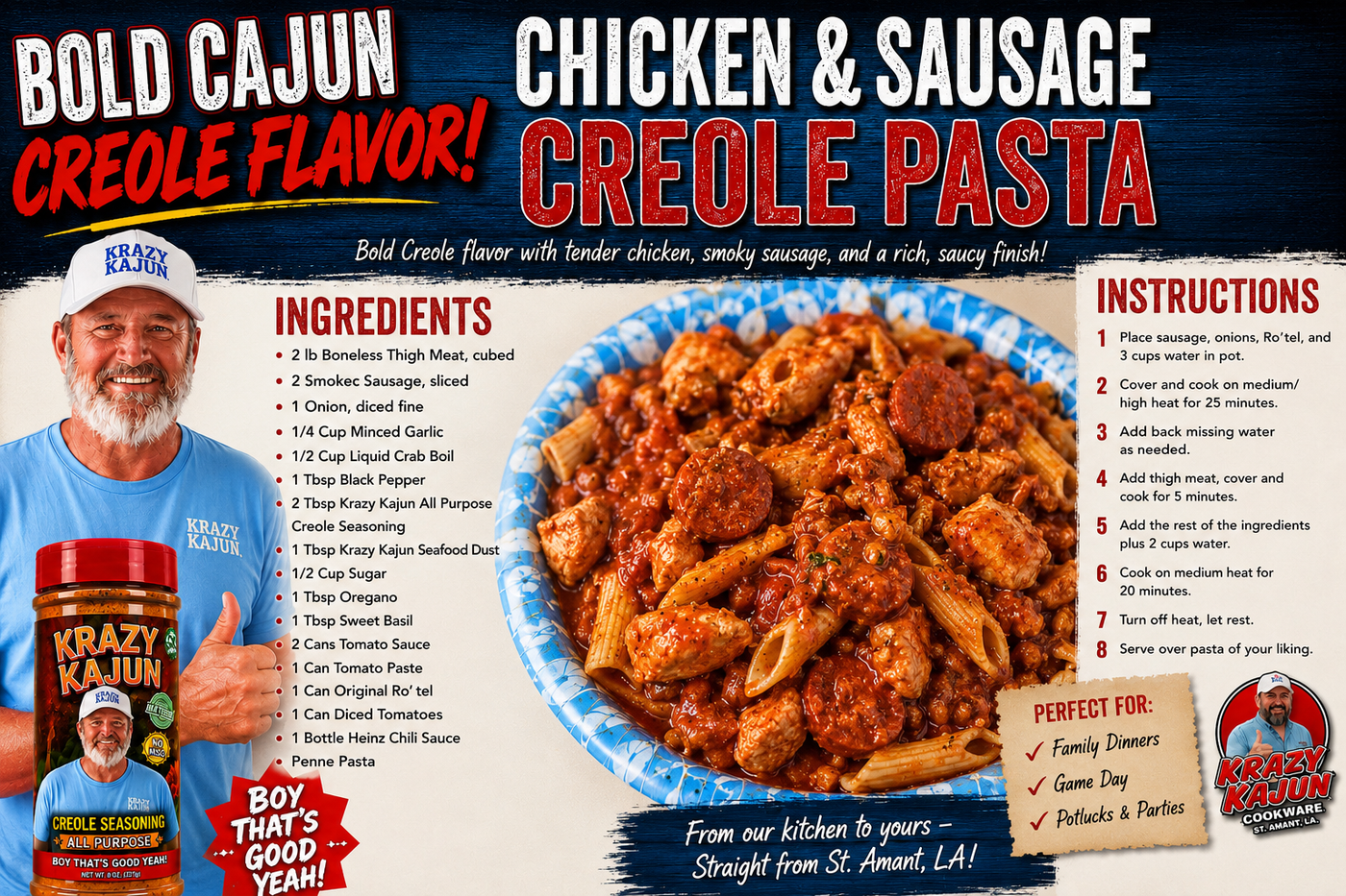 Chicken & Sausage Creole Pasta